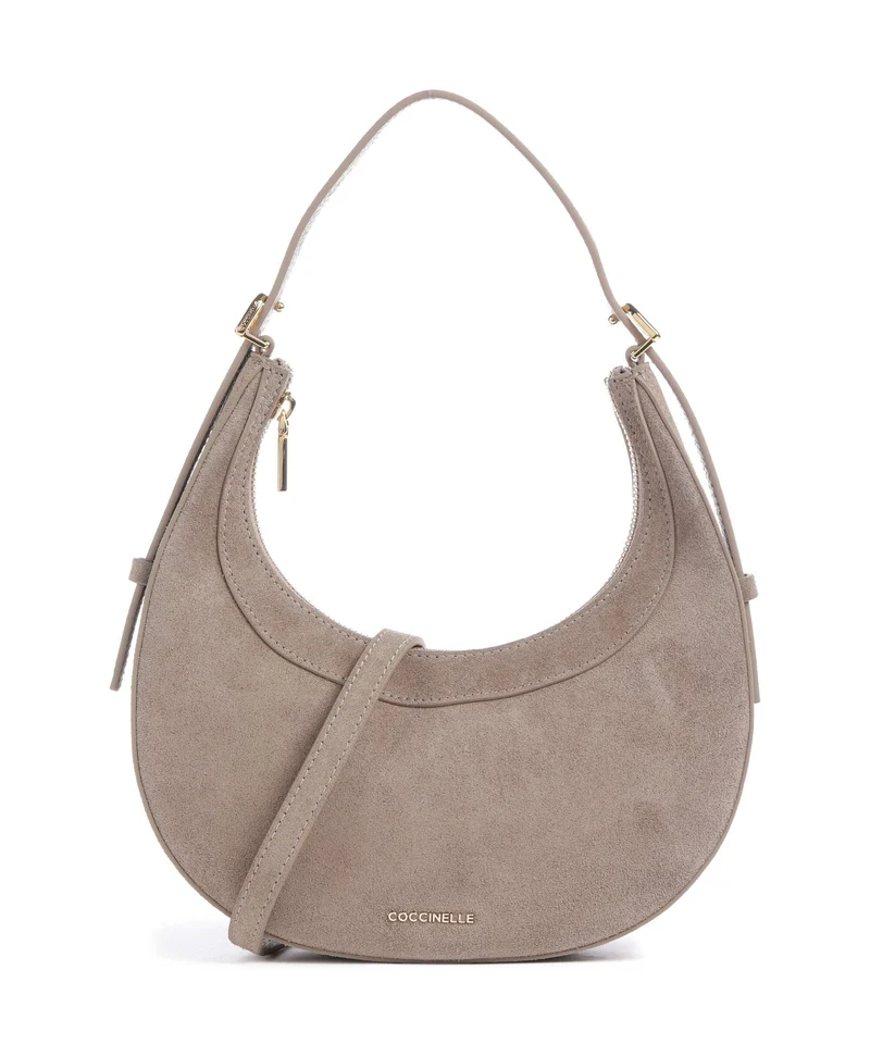 Coccinelle Whisper Suede Axelremsväska warm taupe