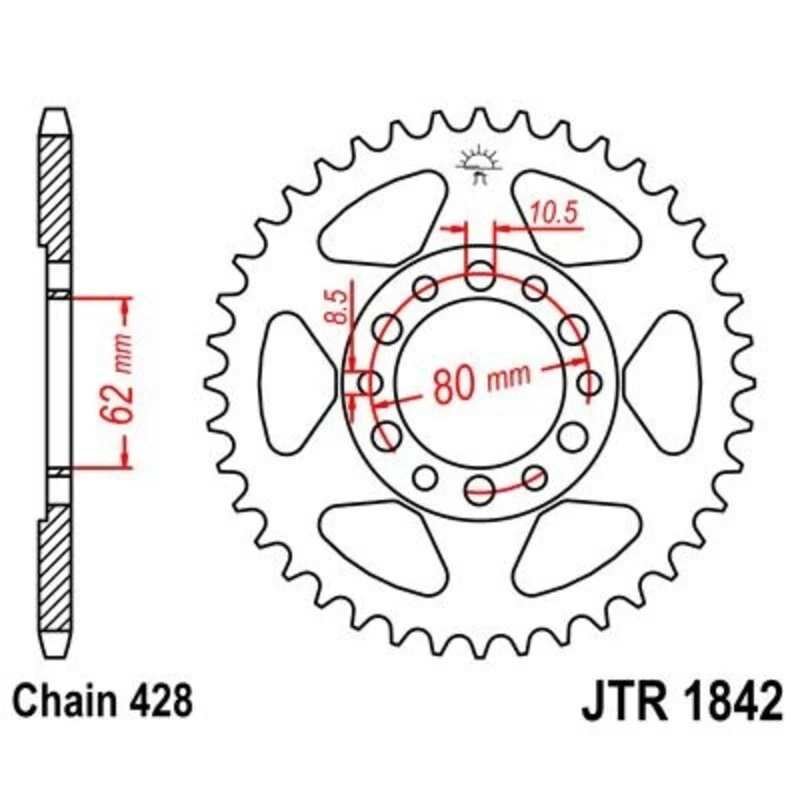 JT SPROCKETS Steel Standard Rear Sprocket 1842 - 428 JTR1842.37