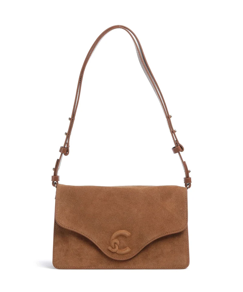 Coccinelle C-Me Softy Suede Axelremsväska cognac