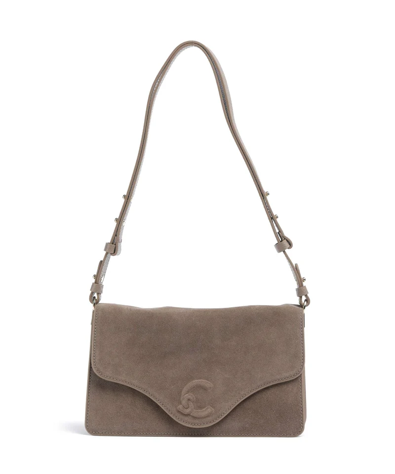 Coccinelle C-Me Softy Suede Axelremsväska warm taupe