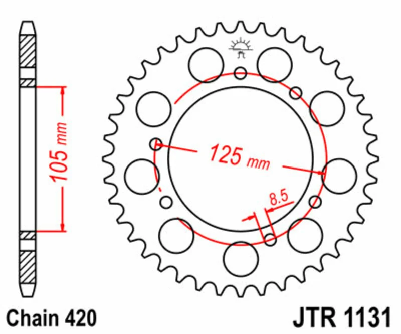 JT SPROCKETS Steel Standard Rear Sprocket 1131 - 420 JTR1131.48