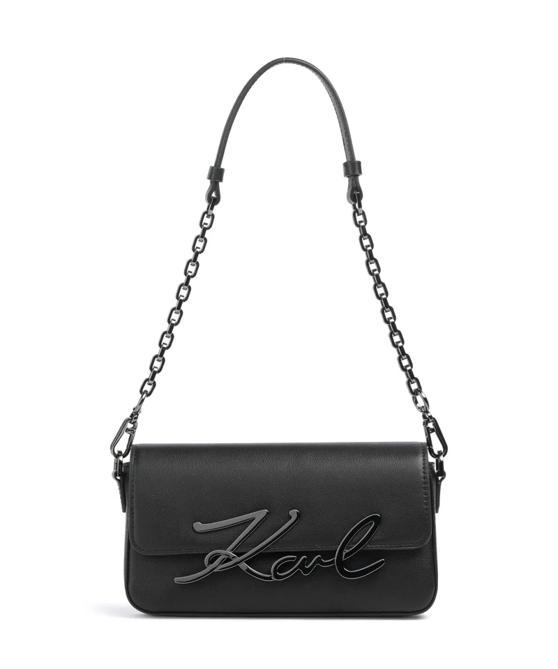 Karl Lagerfeld K/Signature 2.0 Small Axelremsväska black/gunmetal