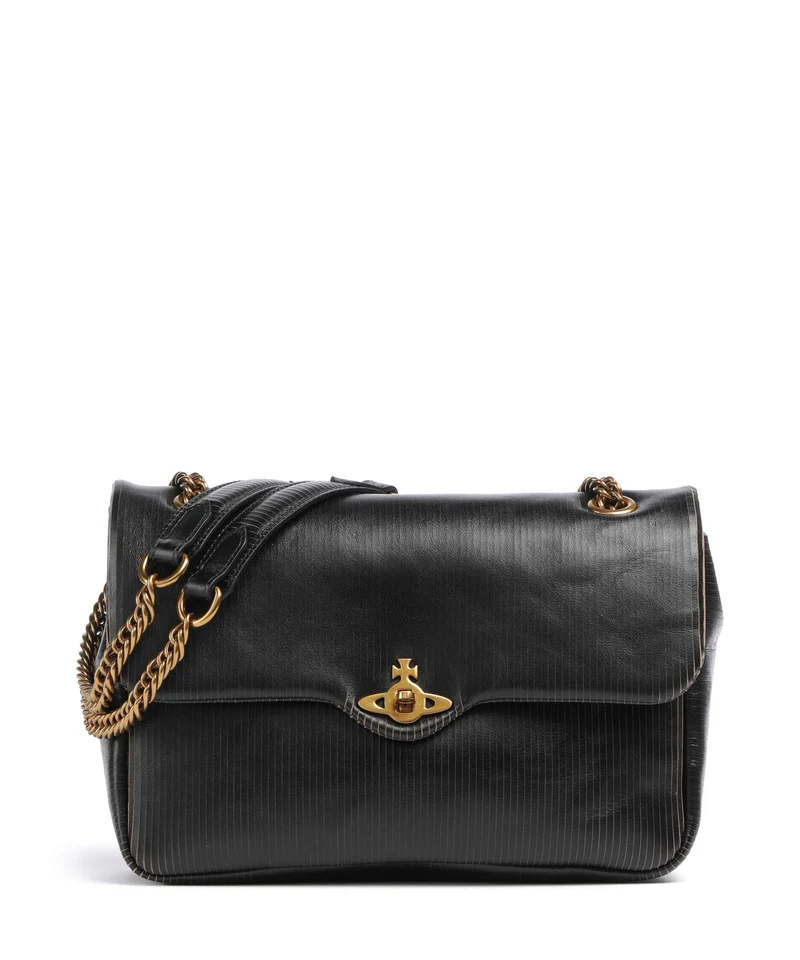 Vivienne Westwood Anita Laser Line Medium Axelremsväska black/beige