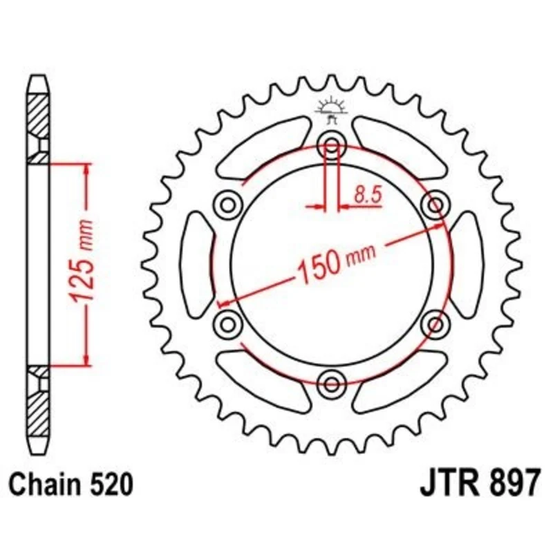JT SPROCKETS Zinc Standard Rear Sprocket 897 - 520 JTR897.40ZBK