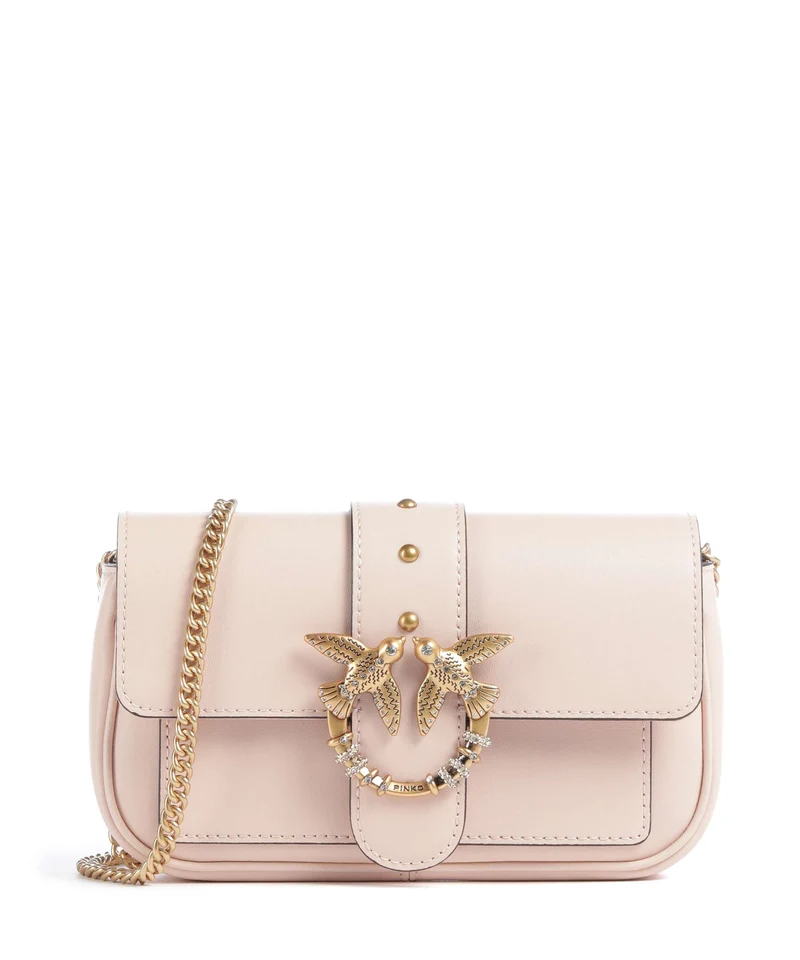 Pinko Love One Pocket New Buckle Crossover väska rosa cammeo/antique gold