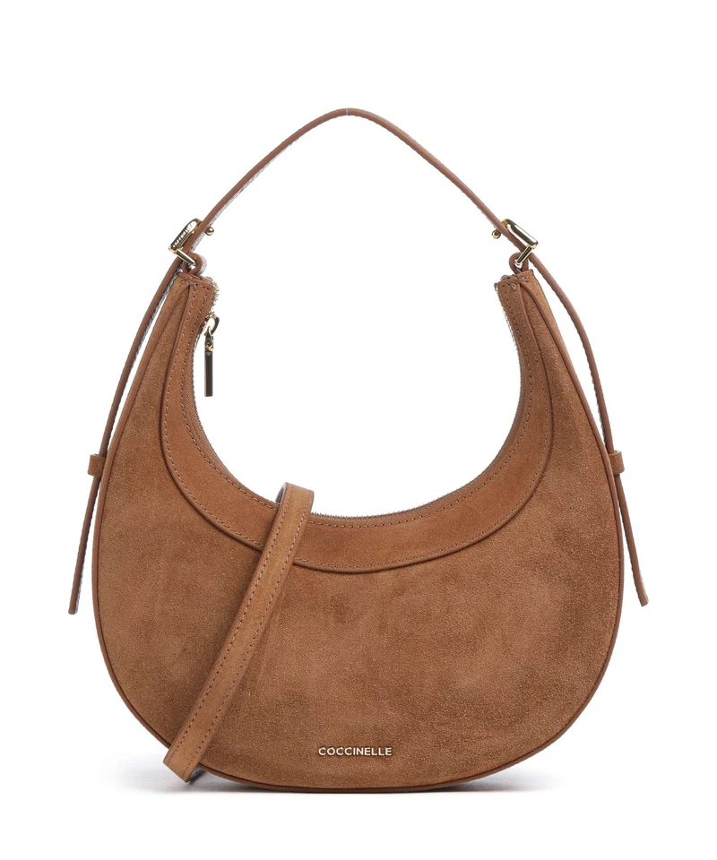 Coccinelle Whisper Suede Axelremsväska cognac