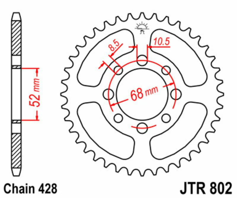 JT SPROCKETS Steel Standard Rear Sprocket 802 - 428 JTR802.34