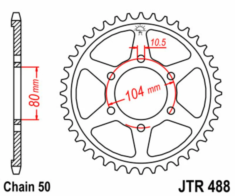 JT SPROCKETS Steel Standard Rear Sprocket 488 - 530 JTR488.45