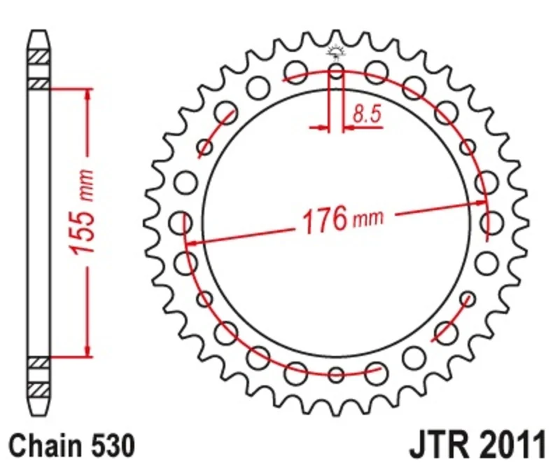 JT SPROCKETS Steel Standard Rear Sprocket 2011 - 530 JTR2011.44