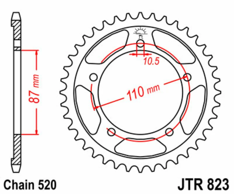 JT SPROCKETS Steel Standard Rear Sprocket 823 - 520 JTR823.39