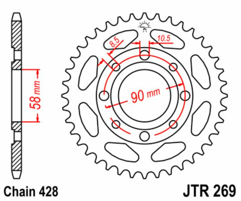 JT SPROCKETS Steel Standard Rear Sprocket 269 - 428 JTR269.39