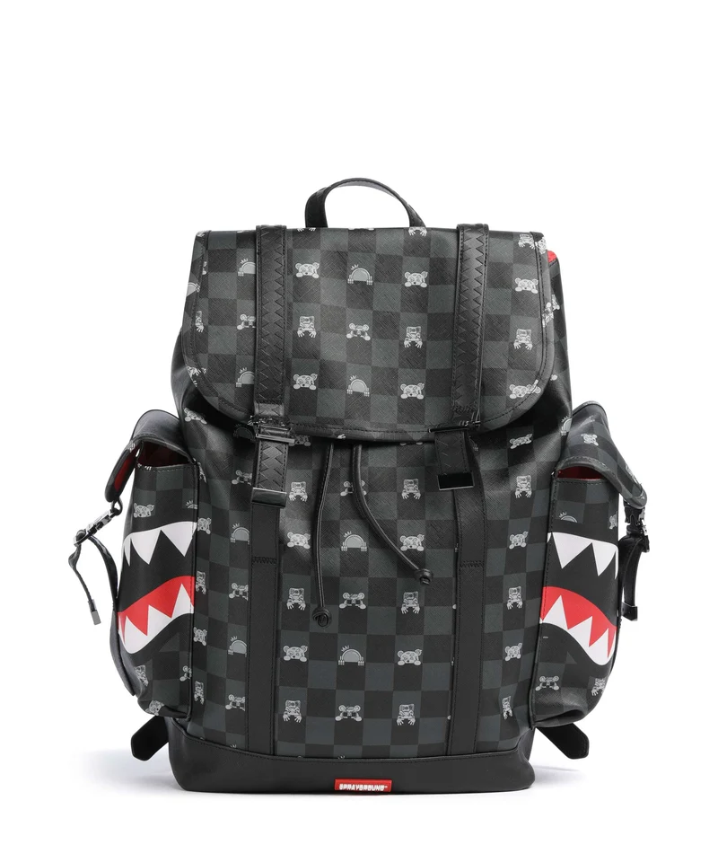 Sprayground Gray Peeking Character Check Monte Carlo Ryggsäck black/gray