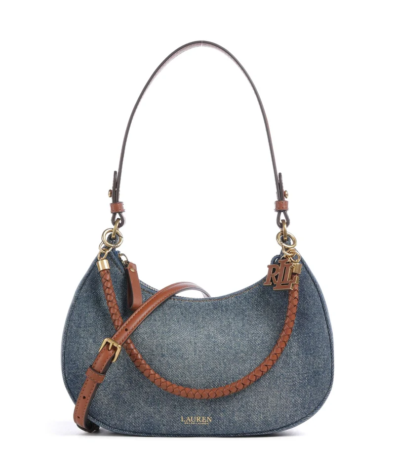 Lauren Ralph Lauren Marcy Medium Axelremsväska oxford blue/lauren tan