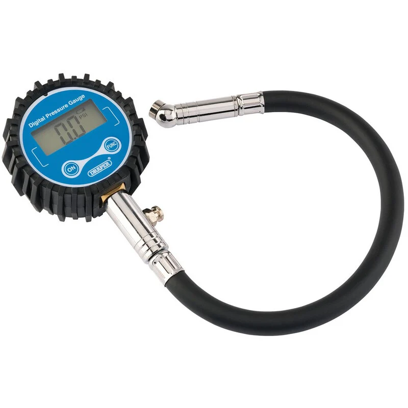 DRAPER Digital Tyre Pressure Gauge with 300mm Flexible Hose 91362.0